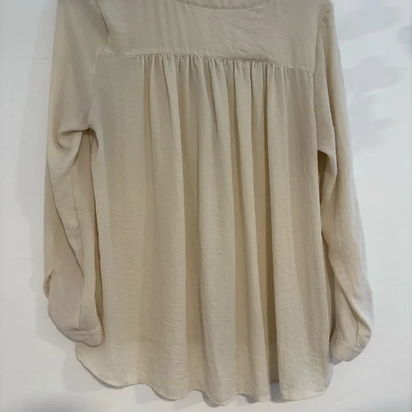 H&M cream button down peasant blouse | bohemian ivory blouse fall fashion sz 12 - Picture 6 of 7